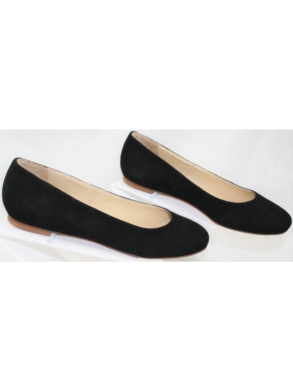 Garnet Hill Black Suede Ballet Flats Made in Italy Leather Size 8.5 Classic